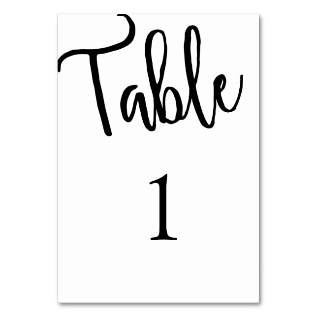 Kalligrafibord nummer. Modern bröllop. Enkel Bordsnummer (Framsidan)