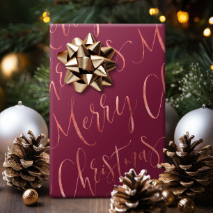 Kalligrafiburgundi av ro Guld God jul Presentpapper
