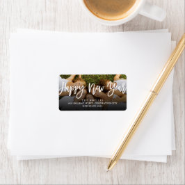 Kalligrafifoto för Gott nytt år-penselskript Adressetikett