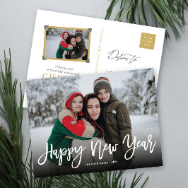 Kalligrafifoto för Gott nytt år-penselskript Helg Vykort