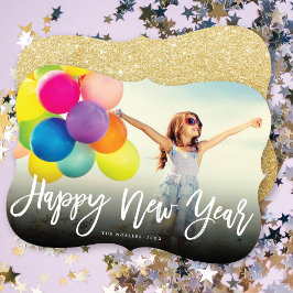 Kalligrafifoto för Gott nytt år-penselskript Julkort