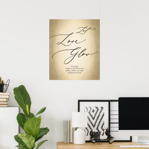Kalligrafiklämpla Guld Låt Kärlek gla Bröllop-teck Poster