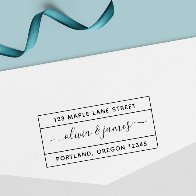 Kalligrafiktskript med kanter, Returadress par Självfärgande Stämpel (Skapare uppladdad)