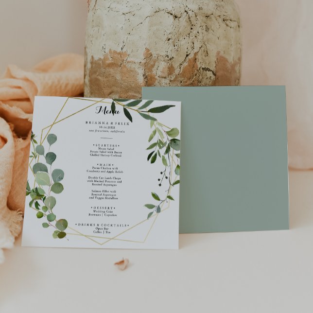 Kalligrafimiddag för tropisk Grönt i Guld Meny (Skapare uppladdad)