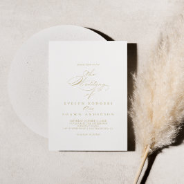 Kalligrafin i Eleganten Guld Bröllop Inbjudningar