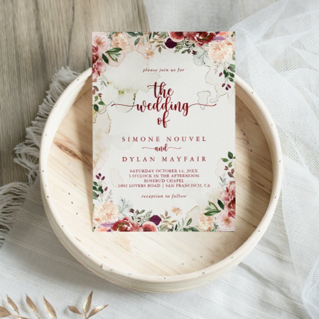 Kalligrafin om den Blommigtarna sommartiden Bröllo Inbjudningar (Skapare uppladdad)