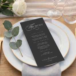 Kalligrafisk Elegant Svart Bröllopsmeny Meny