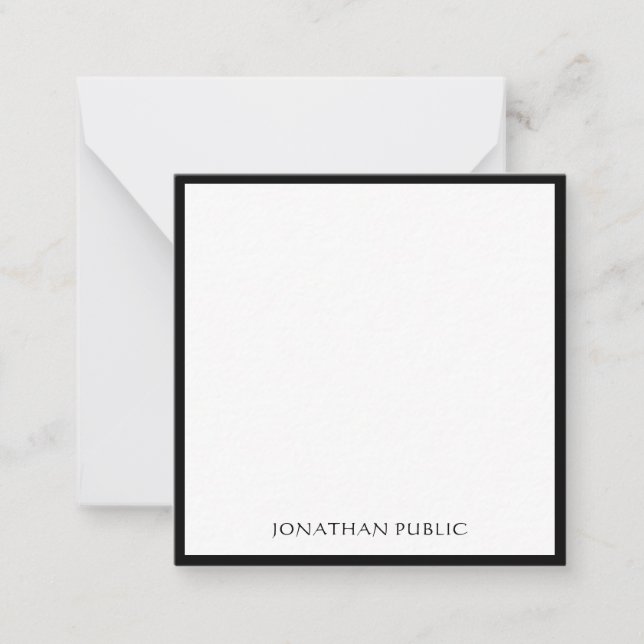 Kalligrafisk Elegant svart Gräns Classic Anteckningskort (Framsida)