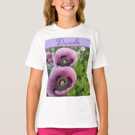 Kalligrafisk lila blomma blommande flicknamn födel t shirt