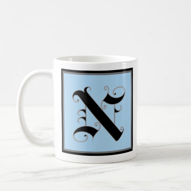 Kalligrafisk versal bokstav N Kaffemugg (Vänster)