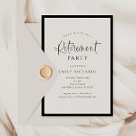 Kalligrafiskript för enkel Elegant Pension Party Inbjudningar<br><div class="desc">Den enkla Eleganten Calligraphy Script Pension Party Invation har ett fet helfärgat gräns,  som omger modern text som innehåller calligraphy-skript.</div>