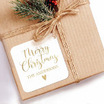Kalligrafiskript för enkelt Guld God jul Fyrkantigt Klistermärke<br><div class="desc">En elegant guld God jul-fästare med söt skripttypografi. Anpassa det med ditt namn. Designad av Blackberry Boulevard.</div>