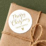 Kalligrafiskript för enkelt Guld God jul Runt Klistermärke<br><div class="desc">En elegant guld God jul-fästare med söt skripttypografi. Anpassa det med ditt namn. Designad av Blackberry Boulevard.</div>