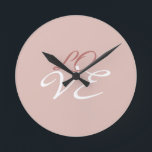 Kalligrafiskript för kärlek Ro Guld Färg Rund Klocka<br><div class="desc">Du kan enkelt byta typsnitt och färg. Du kan också lägga till logotypen och bakgrundsbilden som du vill.</div>