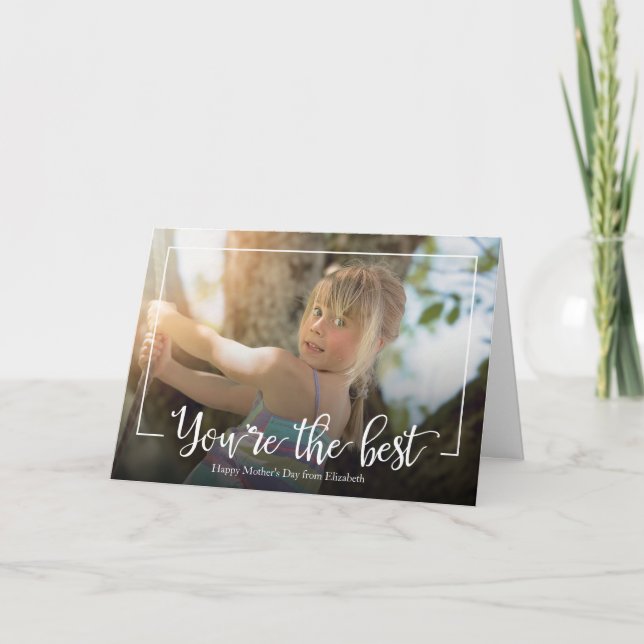 Kalligrafiskt fotohälsningskort Mors dag Kort (Framsida)