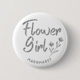 Kalligrafiskt Silver Flower Girl-stift Knapp