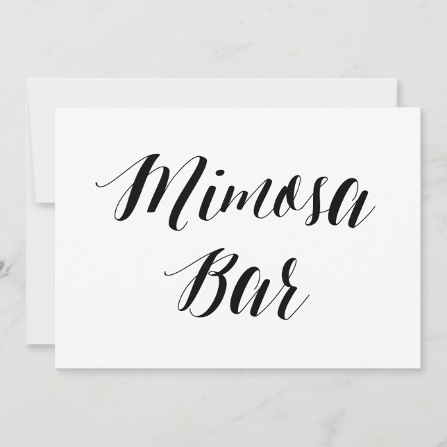 Kalligrafistil "Mimosa Bar" bröllopsskylt Inbjudningar (Framsida)
