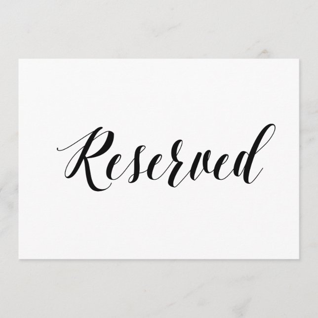 Kalligrafistil "Reserverad" Bröllopsskylt (Framsida)