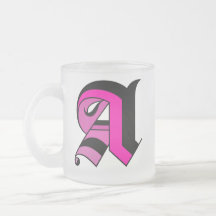 Kalligrafityp svart och rosa Initial mugg A