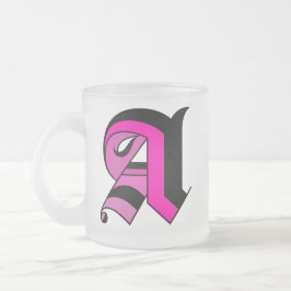 Kalligrafityp svart och rosa Initial mugg A