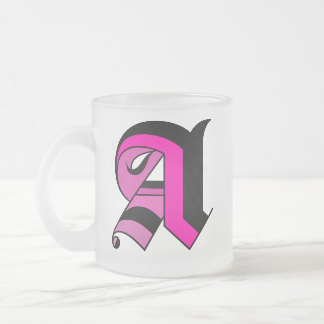 Kalligrafityp svart och rosa Initial mugg A (Vänster)