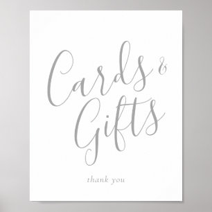 Kalligrafkort och presentkort för elegant Silver Poster