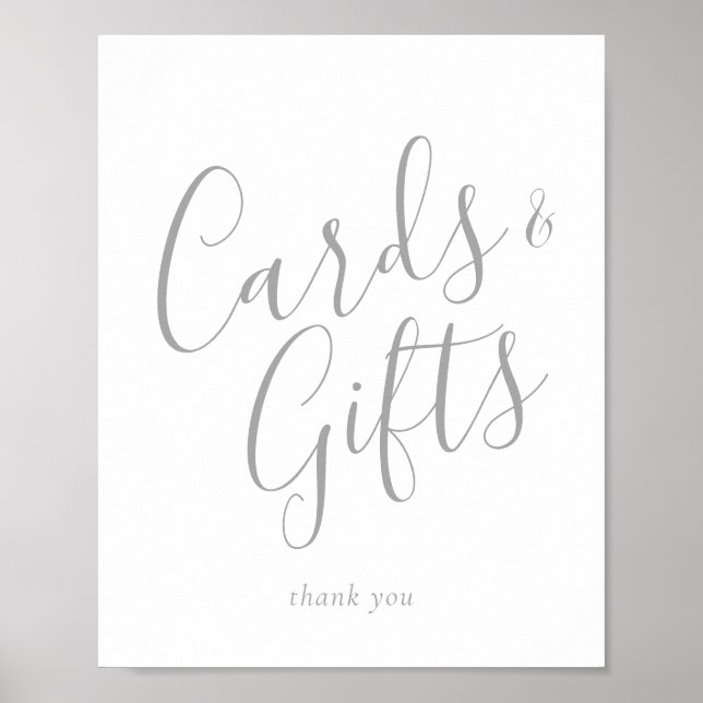 Kalligrafkort och presentkort för elegant Silver Poster (Framsidan)