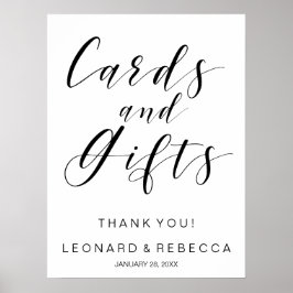 Kalligrafkort och presentkort, svarta och vita poster