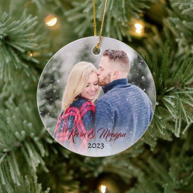 Kalligrafskript | Foto med Dubblan Family Namn Sid Julgransprydnad Keramik (Träd)