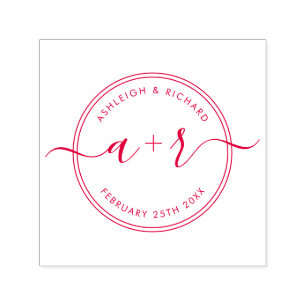 Kalligrafskript Initialer Bröllop spara datum Självfärgande Stämpel