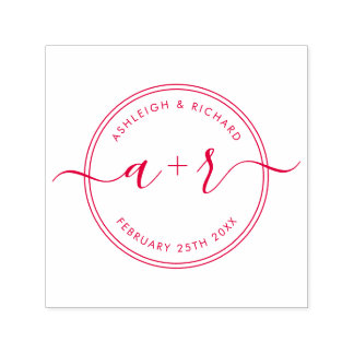 Kalligrafskript Initialer Bröllop spara datum Självfärgande Stämpel