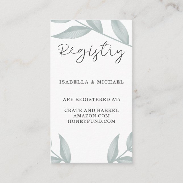 Kalligraphy Botanical Bröllop Gift Registry Tilläggskort (Framsida)