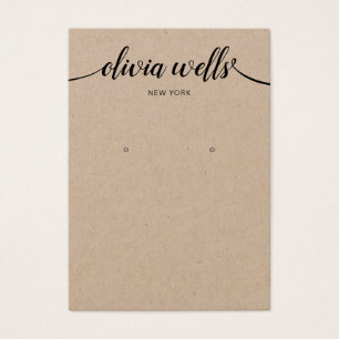 Kalligraphy Kraft Typography Earring Visning Card Visitkort