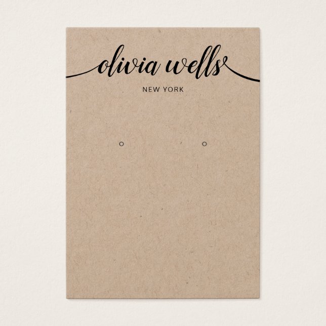 Kalligraphy Kraft Typography Earring Visning Card Visitkort (Framsidan)