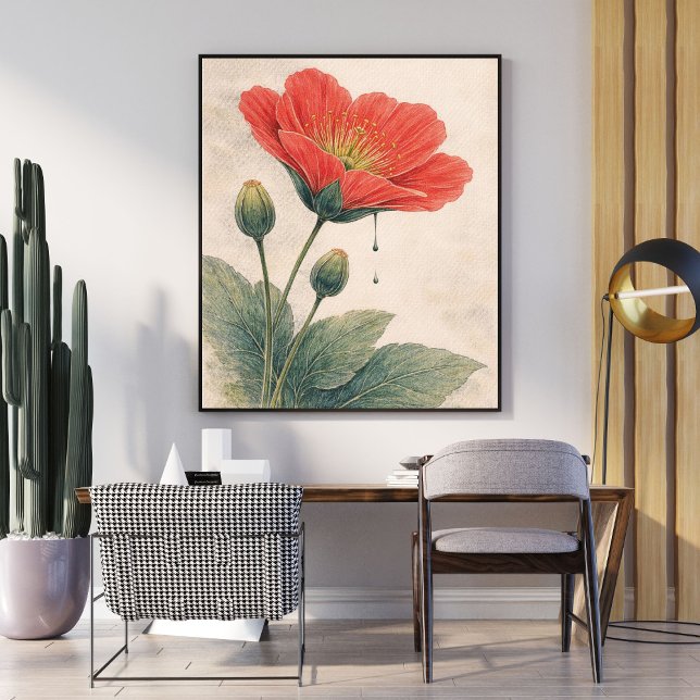Kallillustration av Vallmo | Botanisk Väggkonst Po (Skapare uppladdad)