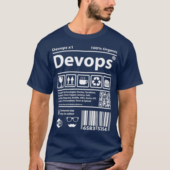 Källkod för Devops Barcode-programmeringsdatorer T Shirt (Framsida)