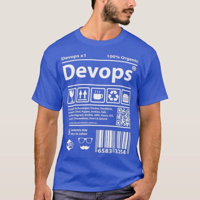 Källkod för Devops Barcode-programmeringsdatorer T Shirt (Framsida)