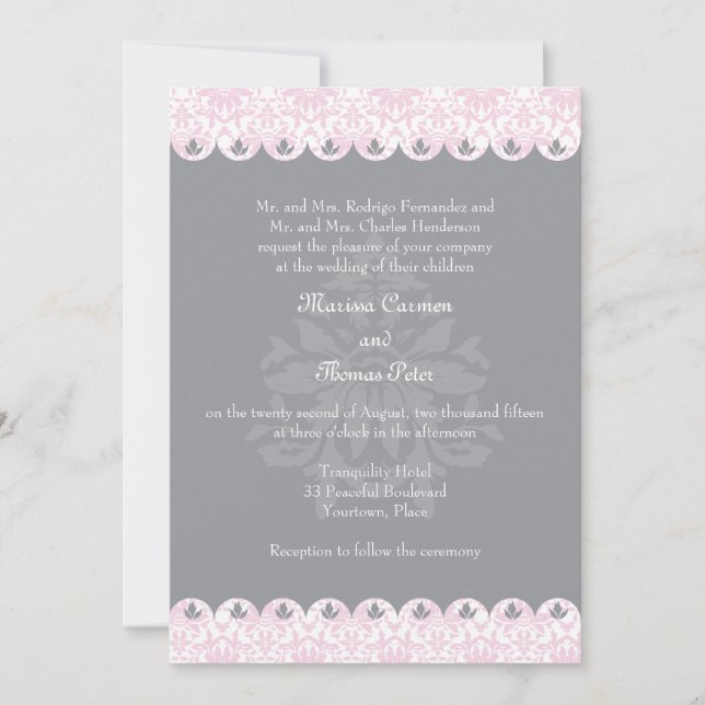  kalloped Damask Wedding-inbjudan Inbjudningar (Framsida)