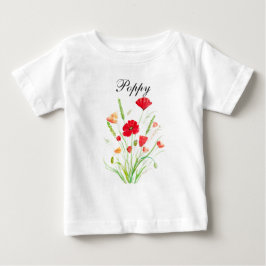 Kallor Röda Blommor Vattenfärg Vallmo Baby T Shirt
