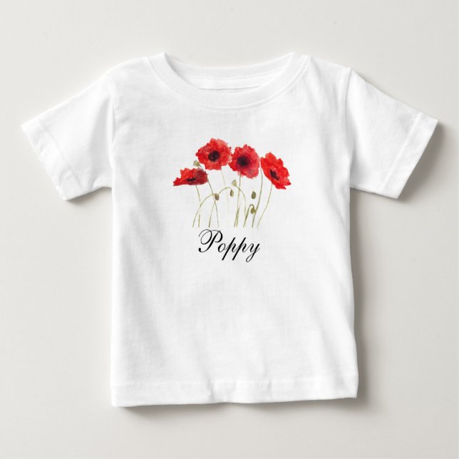 Kallor röda blomvattenfärg vallmo baby t shirt (Framsida)