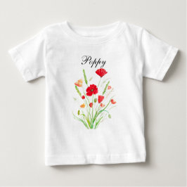 Kallröda blommor Vattenfärg Vallmo Baby T Shirt