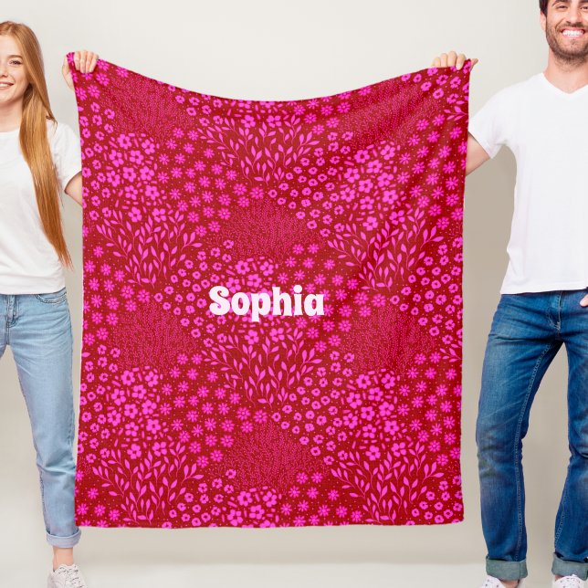 Kallrosa blomstert täcke med namn Flygtäcke för fl Fleecefilt (Skapare uppladdad)