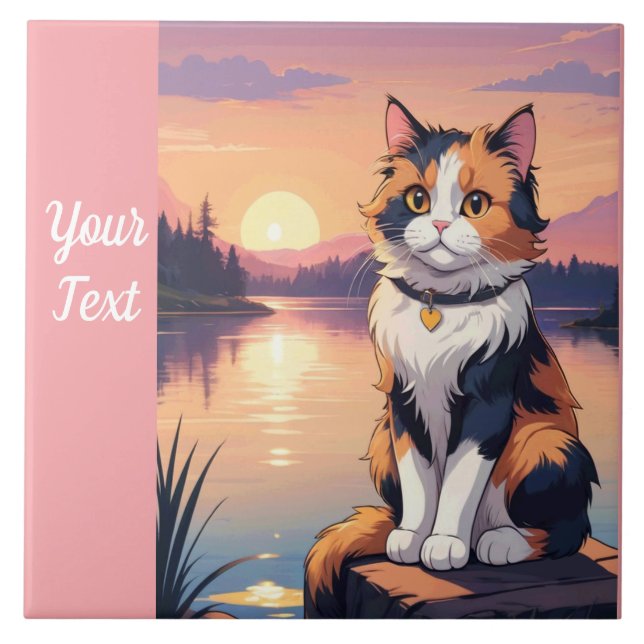 Kallskattkatt vid sjö kakelplatta (Framsidan)