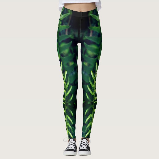 Kallt Fernlövtryck på Leggins Leggings (Framsida)