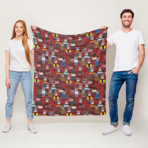 Kallt Hipsterkattmönster Fleecefilt