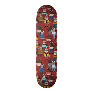 Kallt Hipsterkattmönster Mini Skateboard Bräda 18,5 Cm