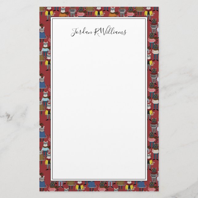 Kallt Hipsterkattmönster | tillfogar ditt namn Brevpapper (Framsida)