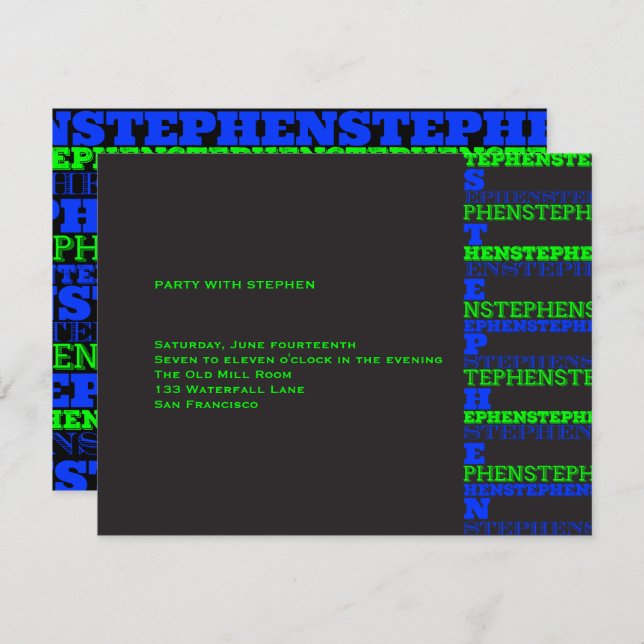 Kallt modernt pubMitzvah mottagande Stephen Inbjudningar (Fram/baksida)
