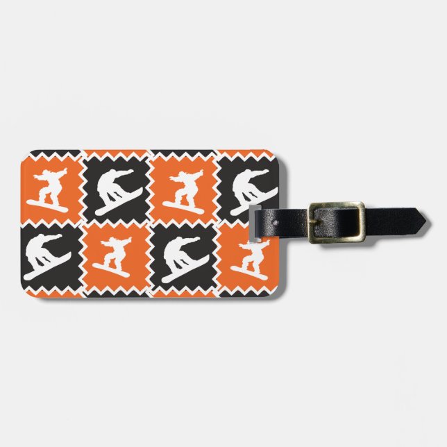 Kallt orange- och svartSnowboardingmönster Bagagebricka (Horisontell Framsida)