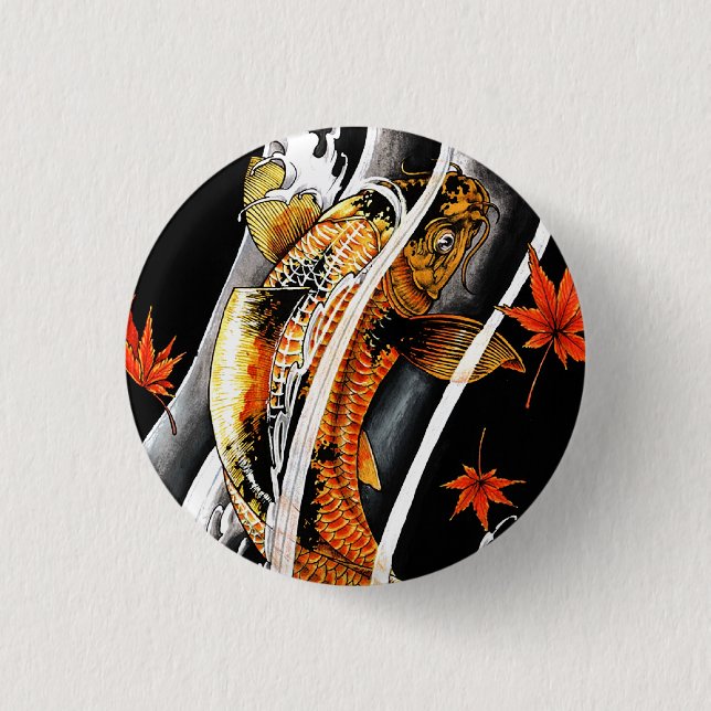 Kallt orientaliskt japanskt bläck för Koi lyckligt Knapp (Framsida)